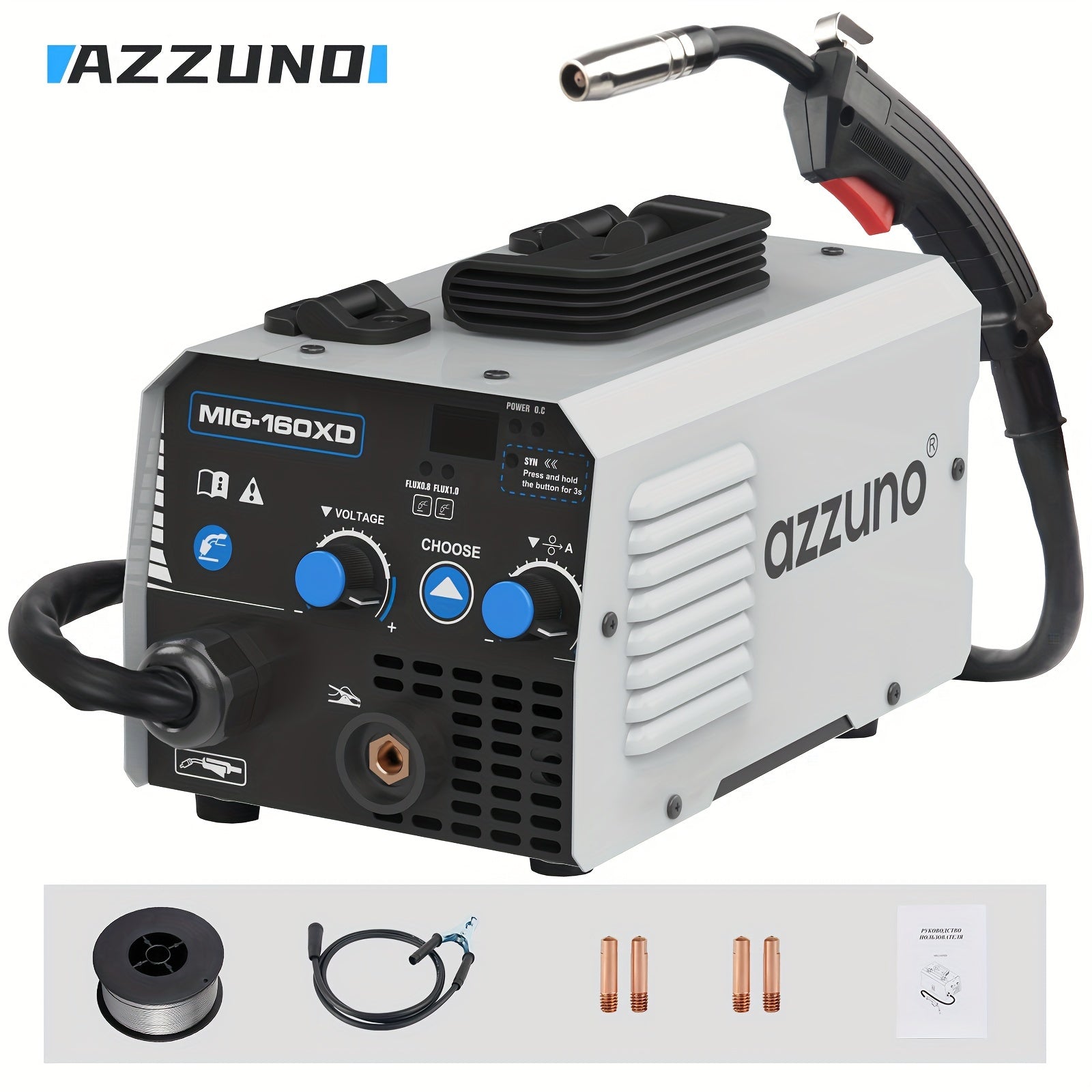 AZZUNO 200A MIG Welder Lift TIG Welding Gun WP-17V(35-50mm²), 110V/220V 4 In 1 Flux MIG/Gas MIG