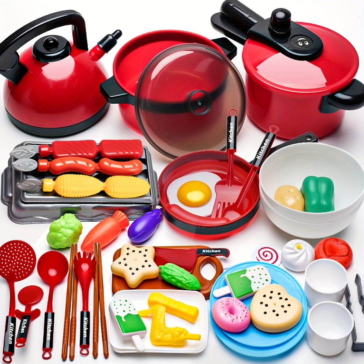 47/69pcs Children's simulated highdetail cooking toys, chef toy set