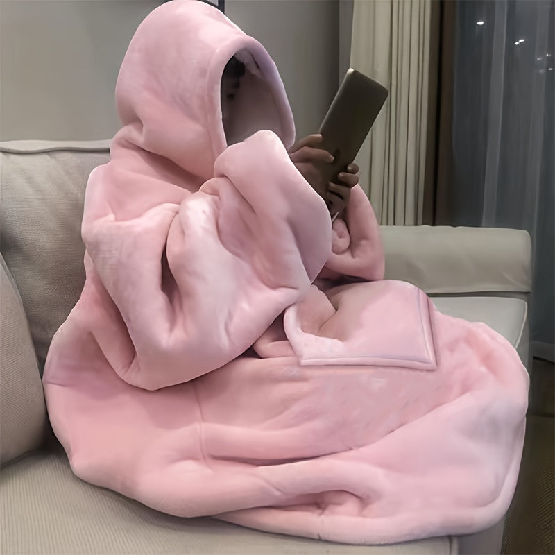 1pc Bohemian Style Oversized Hoodie Blanket Ultra-Soft Fleece