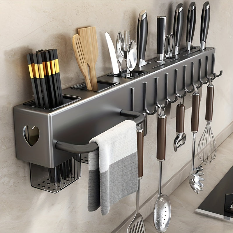 White Utensil Holder With Drain Tray – Countertop Or Wall Mount, 6.7" Tall Organizer For Spatulas & Spoons