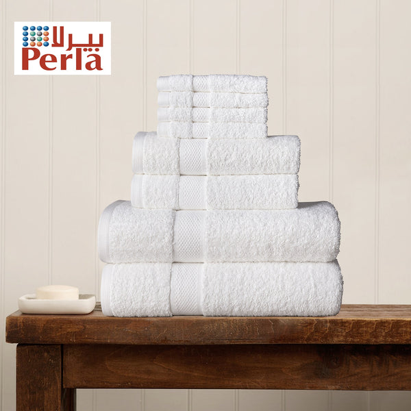 Towel Perla 8pcs Set (Bath/Hand/Face) White