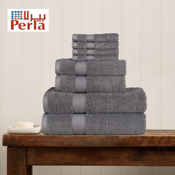 Towel Perla 8pcs Set (Bath/Hand/Face) Medium Gray