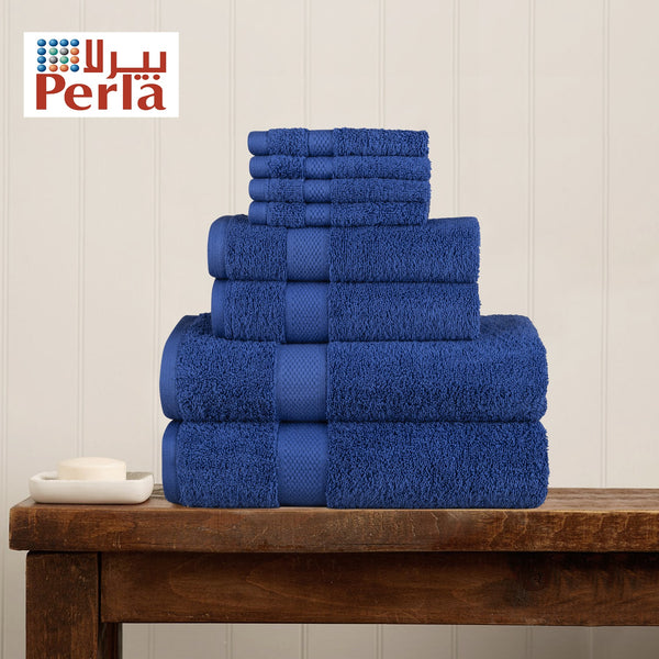 Towel Perla 8pcs Set (Bath/Hand/Face) Navy