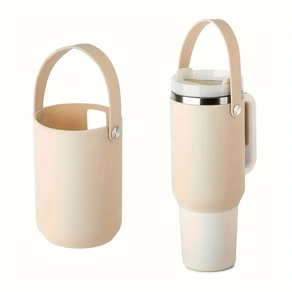 PORTABLE SILICONE CUP HOLDER FOR STANLEY BOTTLE FOR 40OZ/30OZ (BEIGE)