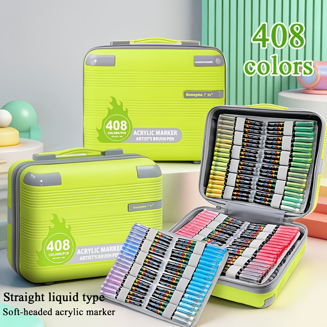 GUANGNA 408-Color Direct-Ink Acrylic Marker Pens - Marker Set - Even ...
