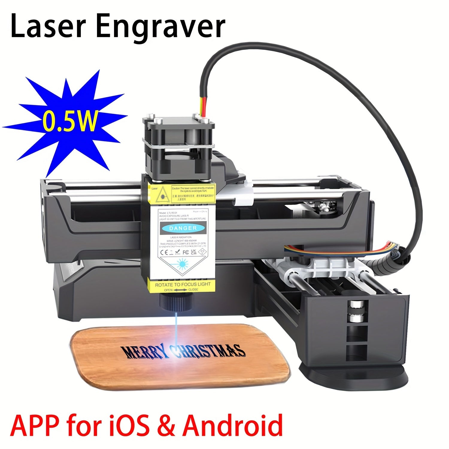 EasyThreed Laser Engraver - 0.5W, 100x100mm Area, Wireless