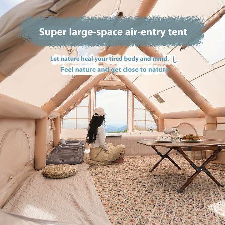 Light Yellow 4-8 Person Inflatable Camping Tent - SA02