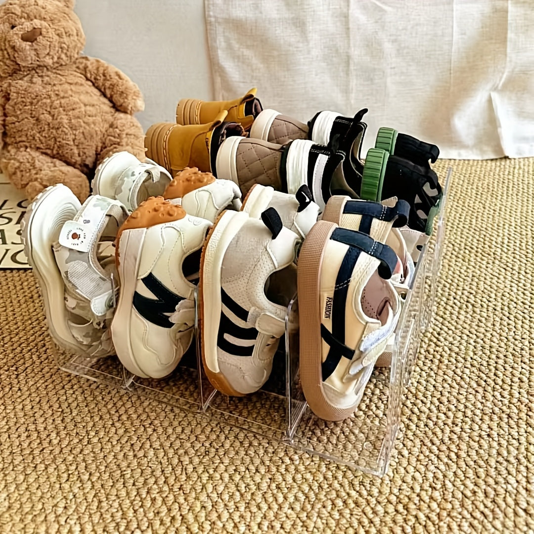 2-Pack Clear Plastic Shoe Racks - Space-Saving Multi-Tiered Floor ...