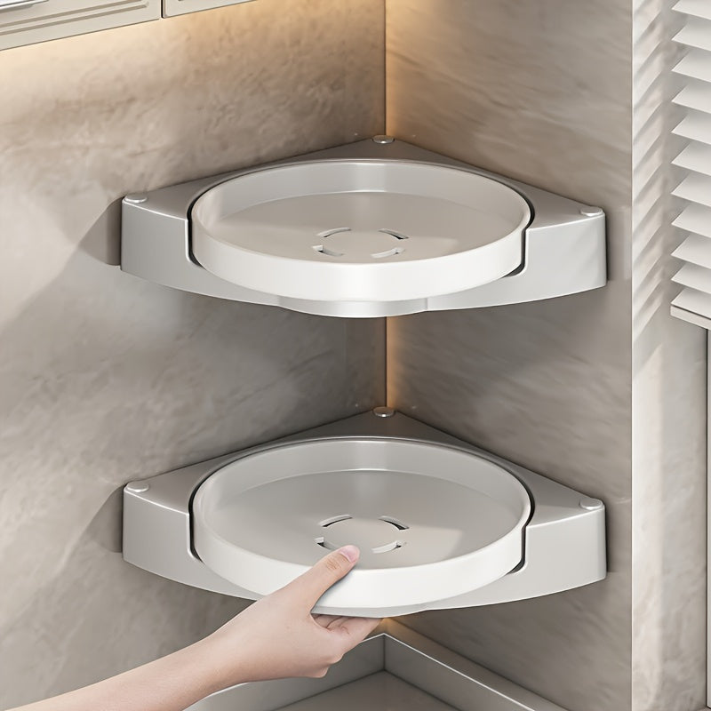 360° Rotating Corner Shower Caddy, Wall-Mounted No-Drill Bathroom ...