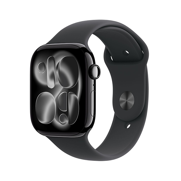 Apple Watch Series 11 GPS 46mm Jet Black Aluminium Case with Black Sport Band - M/L