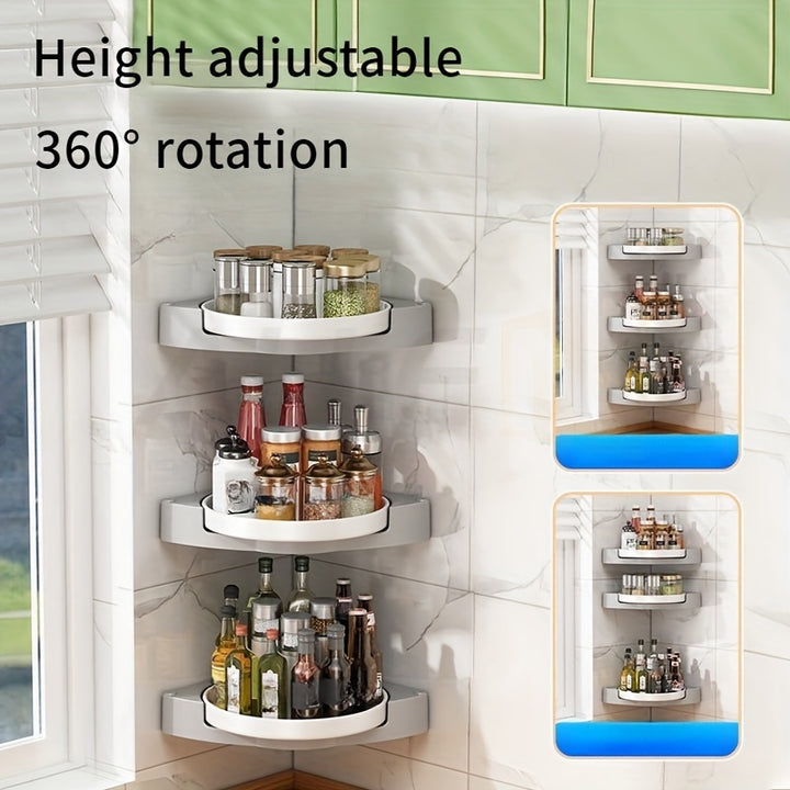 360° Rotating Corner Shower Caddy, Wall-Mounted No-Drill Bathroom ...
