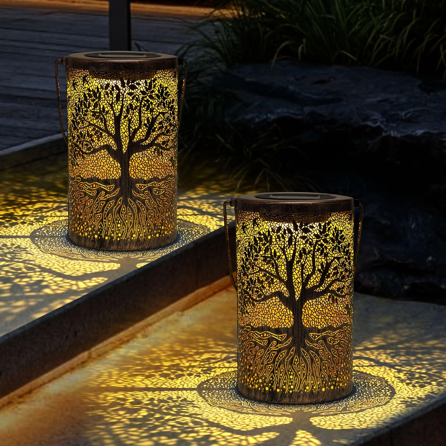 IP65 1/2pcs Large Tree Projection Hanging Solar Outdoor Garden Lights ...