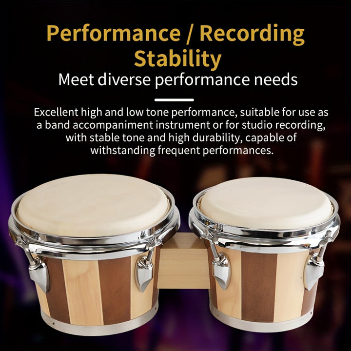 Professional 17.78cm & 20.32cm Bongo Drums Set with Goatskin Heads ...