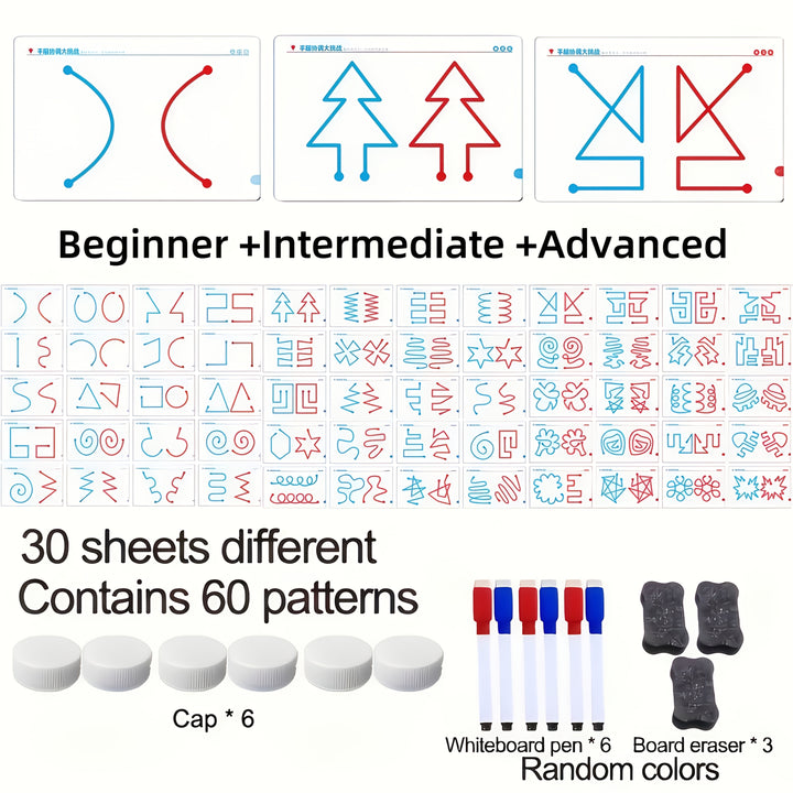 60 reusable full-brain training cards, hand-brain coordination training ...