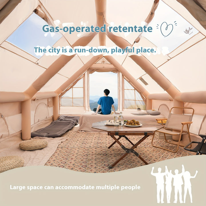 Light Yellow 4-8 Person Inflatable Camping Tent - SA02