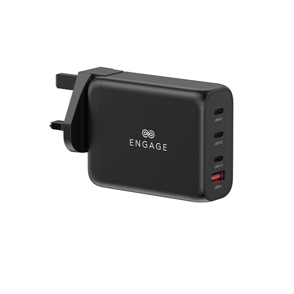 Engage 100W Power Adapter With Interchangeable Uk/Eu Plug & 4 Ports