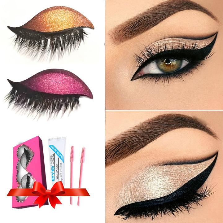 Glitter Eyeliner  Reusable Lashes Set-AML101854