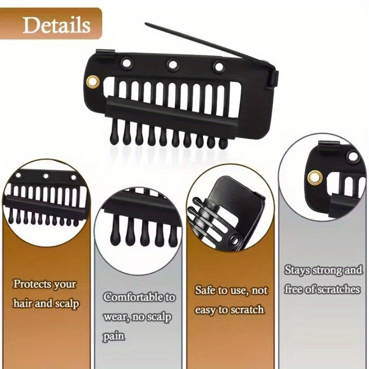 8pk Secure Hijab Clips Black  Gold-AML10135