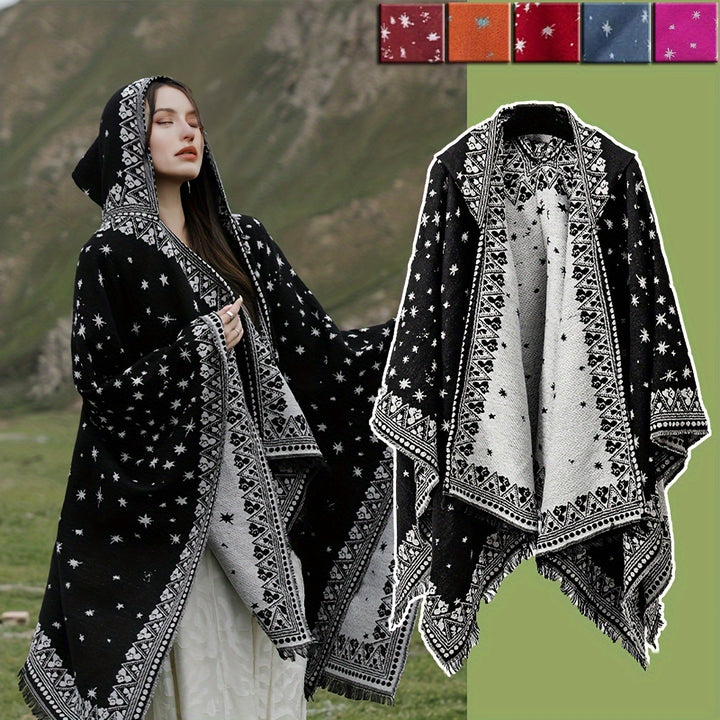 Retro Geometric Star Shawl-AML101854