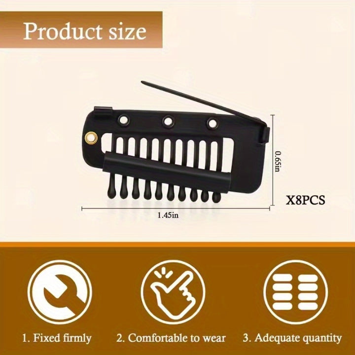 8pk Secure Hijab Clips Black  Gold-AML10135