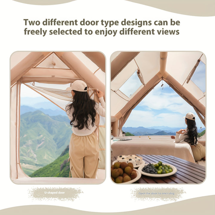 Light Yellow 4-8 Person Inflatable Camping Tent - SA02