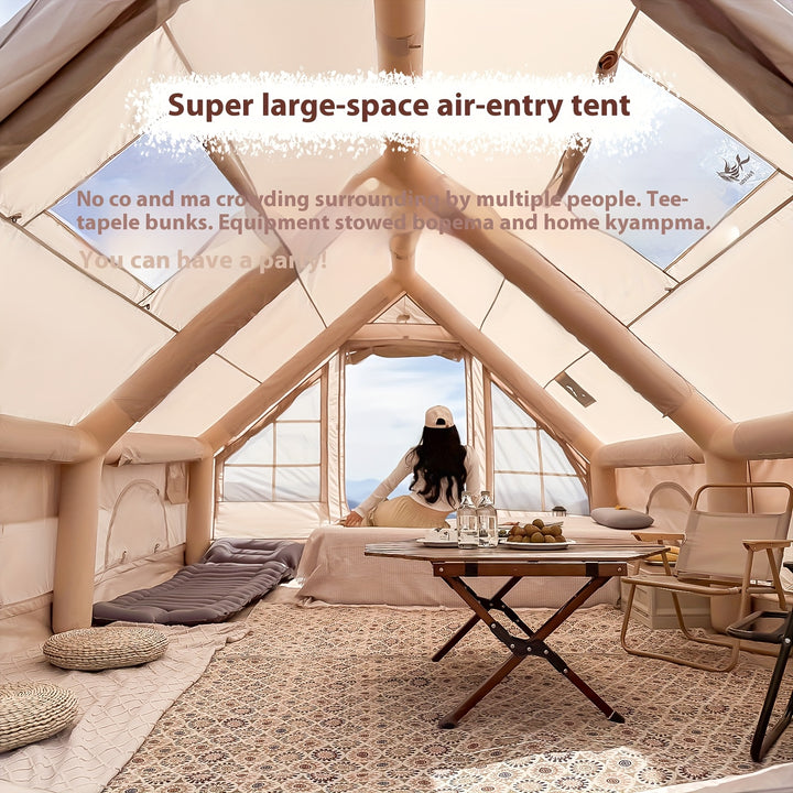 Light Yellow 4-8 Person Inflatable Camping Tent - SA02