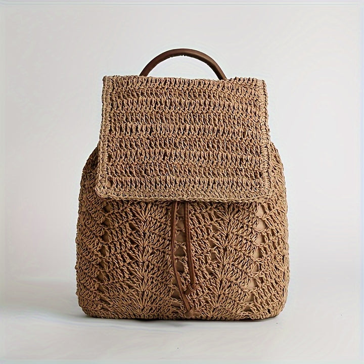 Bohemian Hand-woven Straw Backpack for Women - Lightweight, Adjustable ...