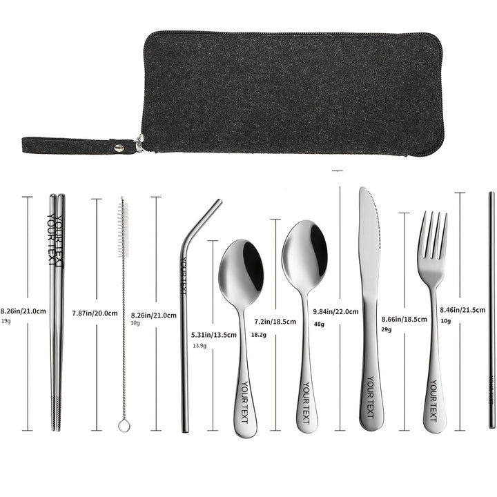 9Piece Stainless Steel Travel Utensil Set-AML101416