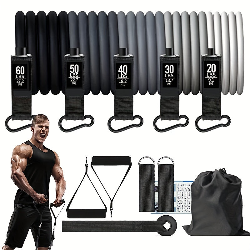 TPE Fitness Pull Rope Set with Resistance Band Handle TJRBXF8 SOOOQ