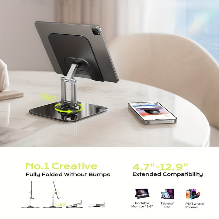 Heavy-Duty Adjustable Tablet Stand with Rotating Base & Folding Design ...
