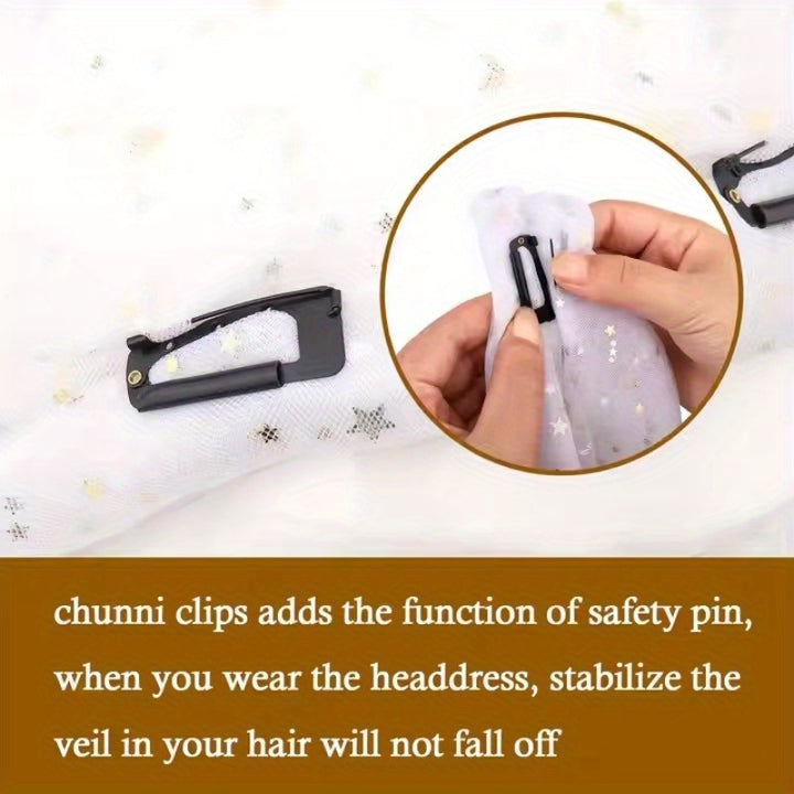 8pk Secure Hijab Clips Black  Gold-AML10135