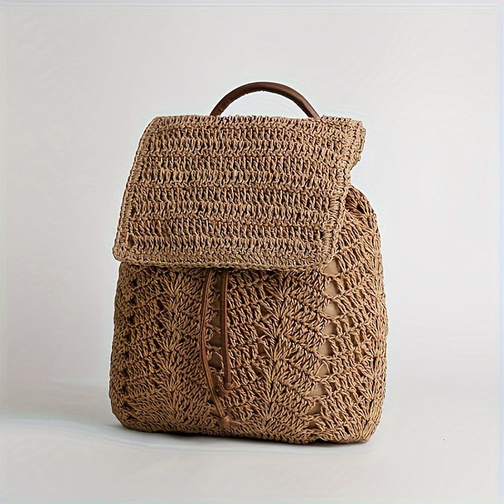 Bohemian Hand-woven Straw Backpack for Women - Lightweight, Adjustable ...