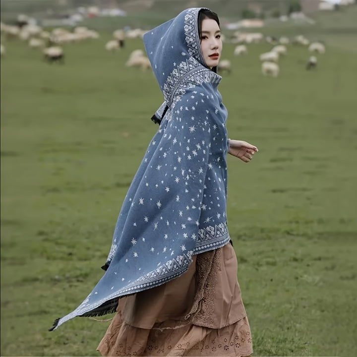 Retro Geometric Star Shawl-AML101854