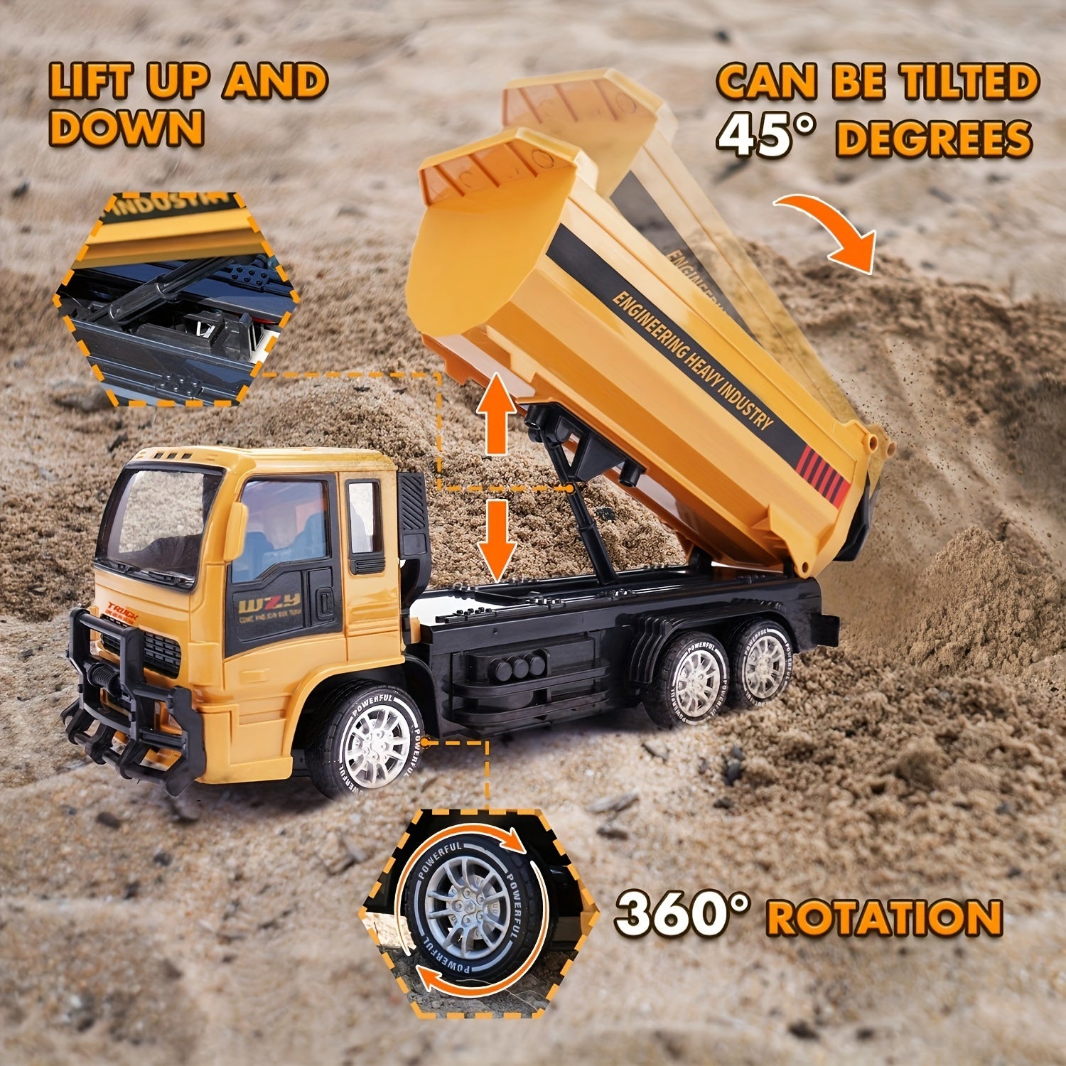 FUUY 2.4GHz RC Dump Truck Toy, 6-Channel TJR8M5D – SOOOQ