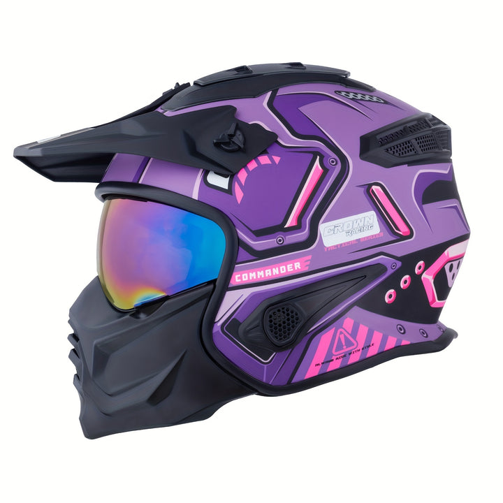 Crownracing Retro Motorcycle Helmet for Outdoor Riding & Racing