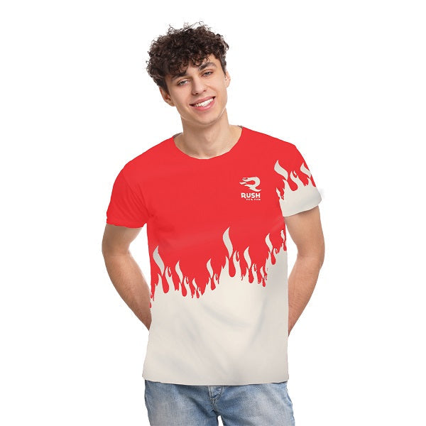 T-Shirt 1 Full Printed With Rush For Fun Logo Xl-White/Red