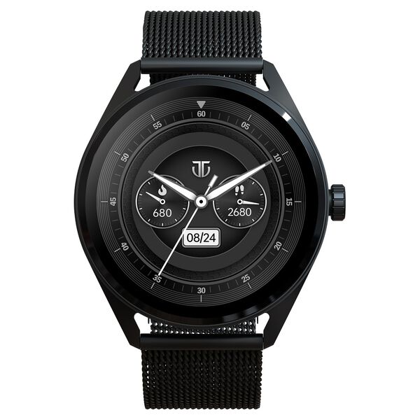 Titan Crest 3.63 cm AMOLED AOD BT Calling Functional Crown Black Mesh Strap - Black