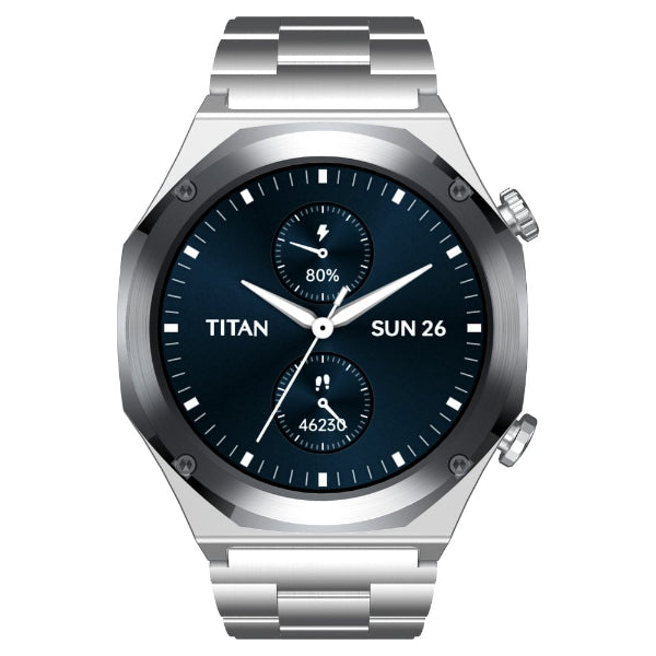 Titan Maestro Premium Metal Smartwatch All SS BT Calling Functional Crown - Silver