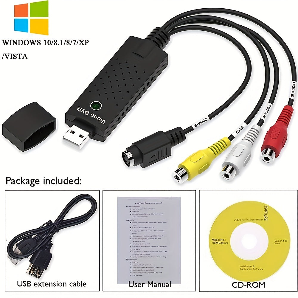 VHS To Digital Converter, Video Capture Card USB 2.0 Audio Video ...
