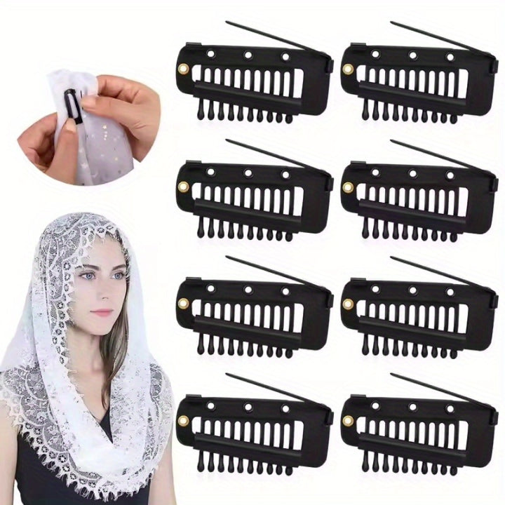 8pk Secure Hijab Clips Black  Gold-AML10135
