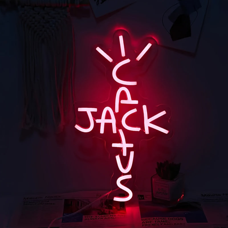 Wall Hanging Neon Jack Sign Non-Changing Single Color USB Powered - 3T ...