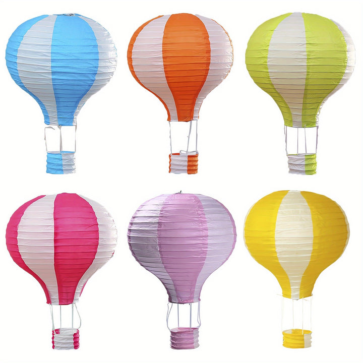 Six Hanging Hot Air Balloon Paper Lanterns Set, Party Decoration