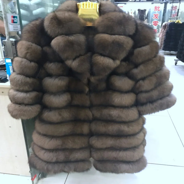 Suit collar Winter Fur Coat Thick Warm Jacket for Women