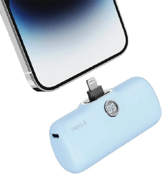 IWALK LINKME PRO FAST CHARGE 4800 MAH POCKET BATTERY WITH BATTERY DISPLAY FOR IPHONE - BLUE