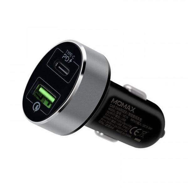 Momax 2 In 1 Usb-C Pd Car Fast Charger 20W With Lightning Cable - Black - Future Store