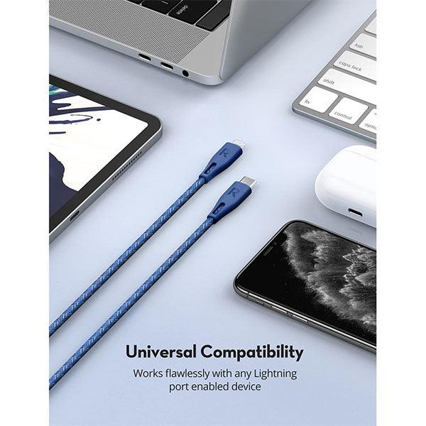 RAVPower Type-C to Lightning Cable 2m Nylon Blue - Future Store