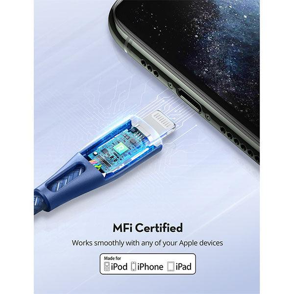 RAVPower Type-C to Lightning Cable 2m Nylon Blue - Future Store