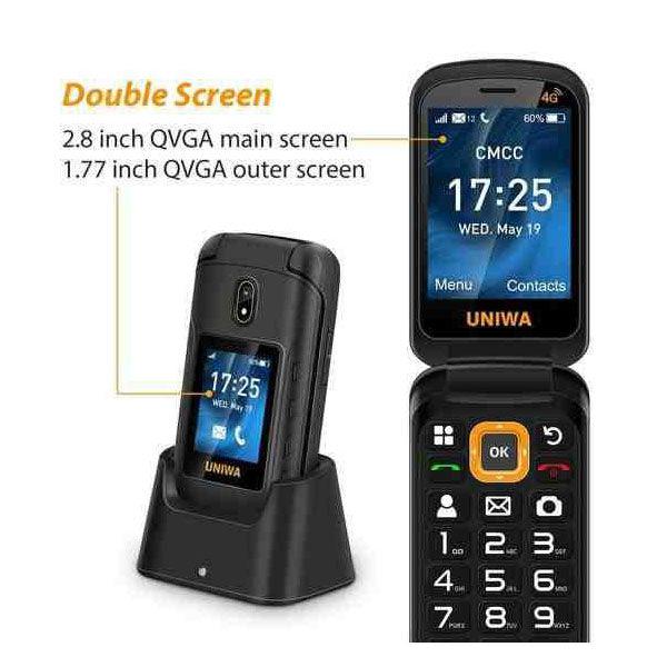 UNIWA V909T 4G Big Buttons Keypad Senior Flip Phone Black - Future Store