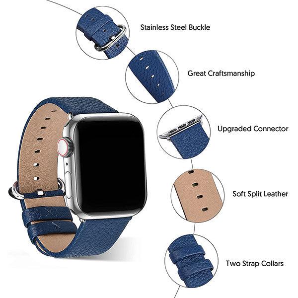 Fullmosa Leather Watch Band for Apple Watch 38/40/41mm Blue - Future Store