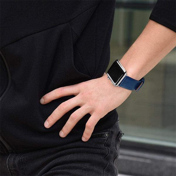 Fullmosa Leather Watch Band for Apple Watch 42/44/45mm Blue - Future Store